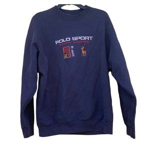 Vintage Ralph Lauren Polo Sport Spellout Sweatshirt L Crewneck Flag Made in USA